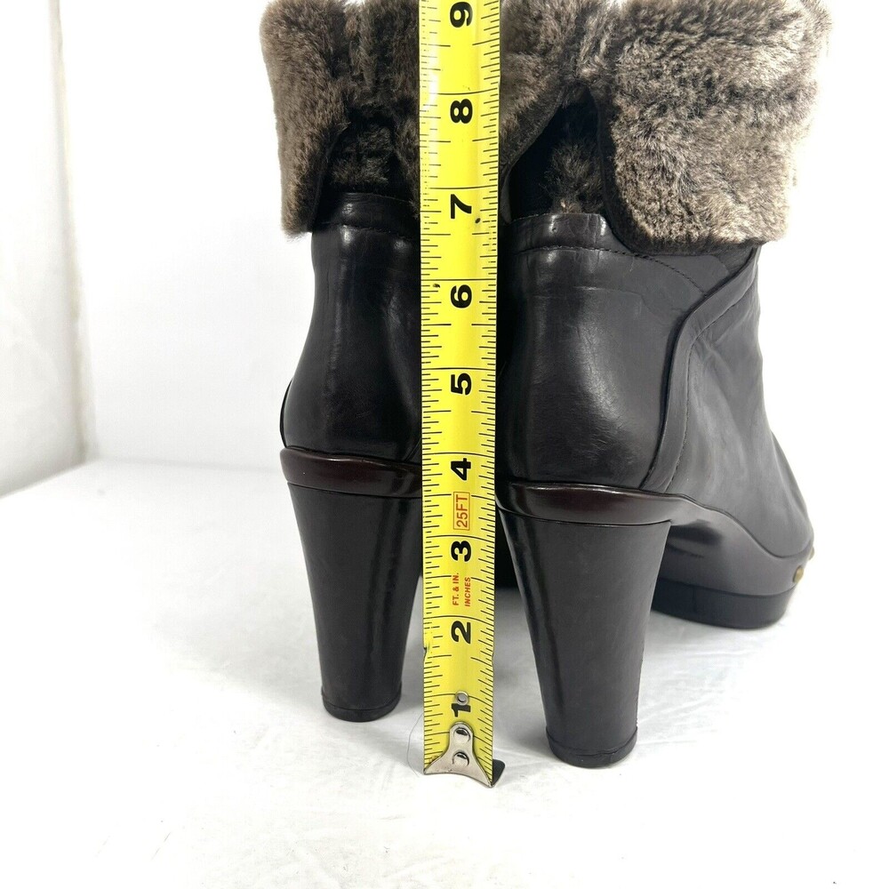 Stuart Weitzman Real Fur Trim Block Heel Boots Si… - image 5